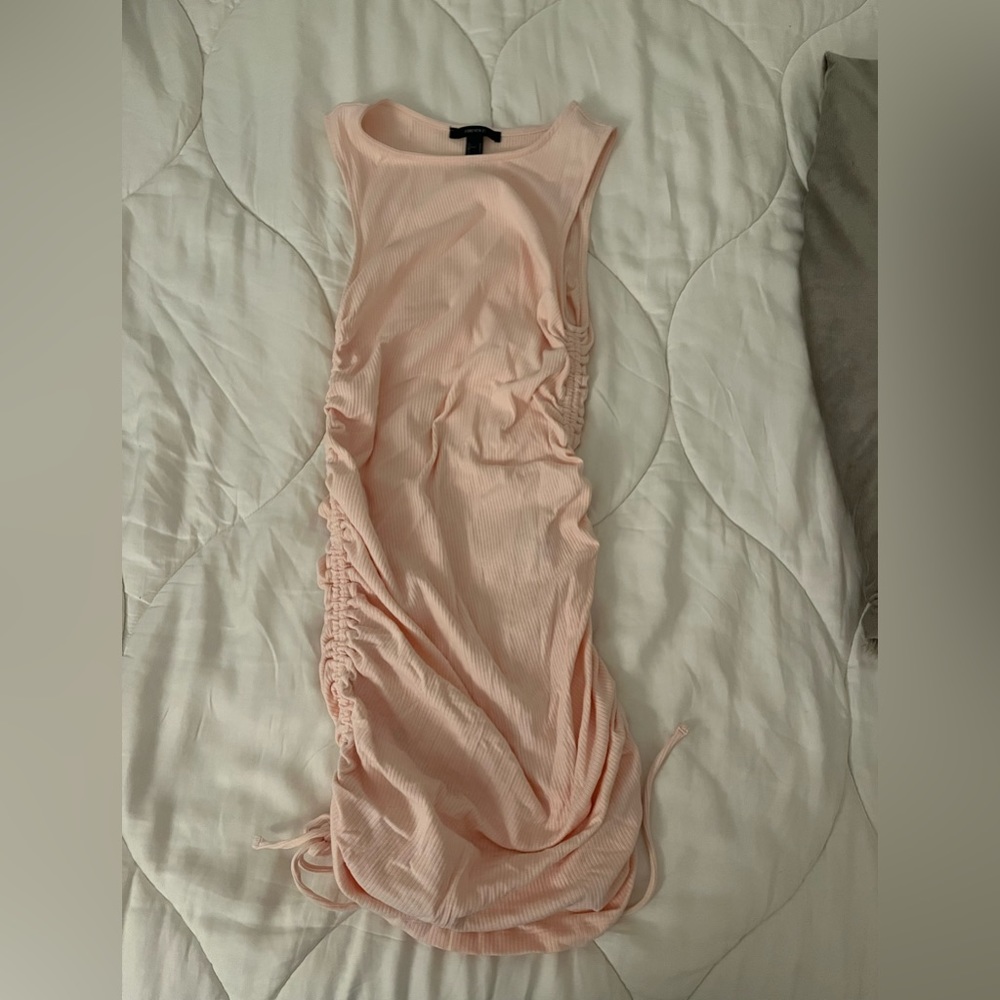 Wrap tie pink dress